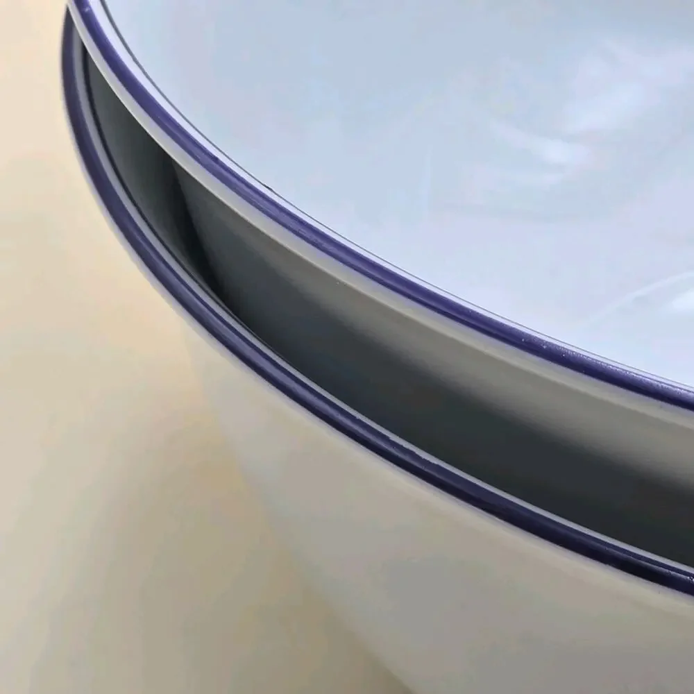 Alfoldi Porcelan Serving Bowl Set of 2 Blue Rim 10